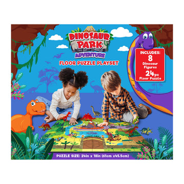 RoseArt - Kids Floor Puzzle Playset - Dinosaur Park Adventure - 24 Piece Jigsaw Puzzle