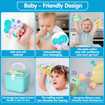 Supvib Baby Toys 0-6 Months, Rattle Toys For Babies 0-6 Months Teething, Newborn Baby Rattles 0-6 Months, Infant Rattles Teether