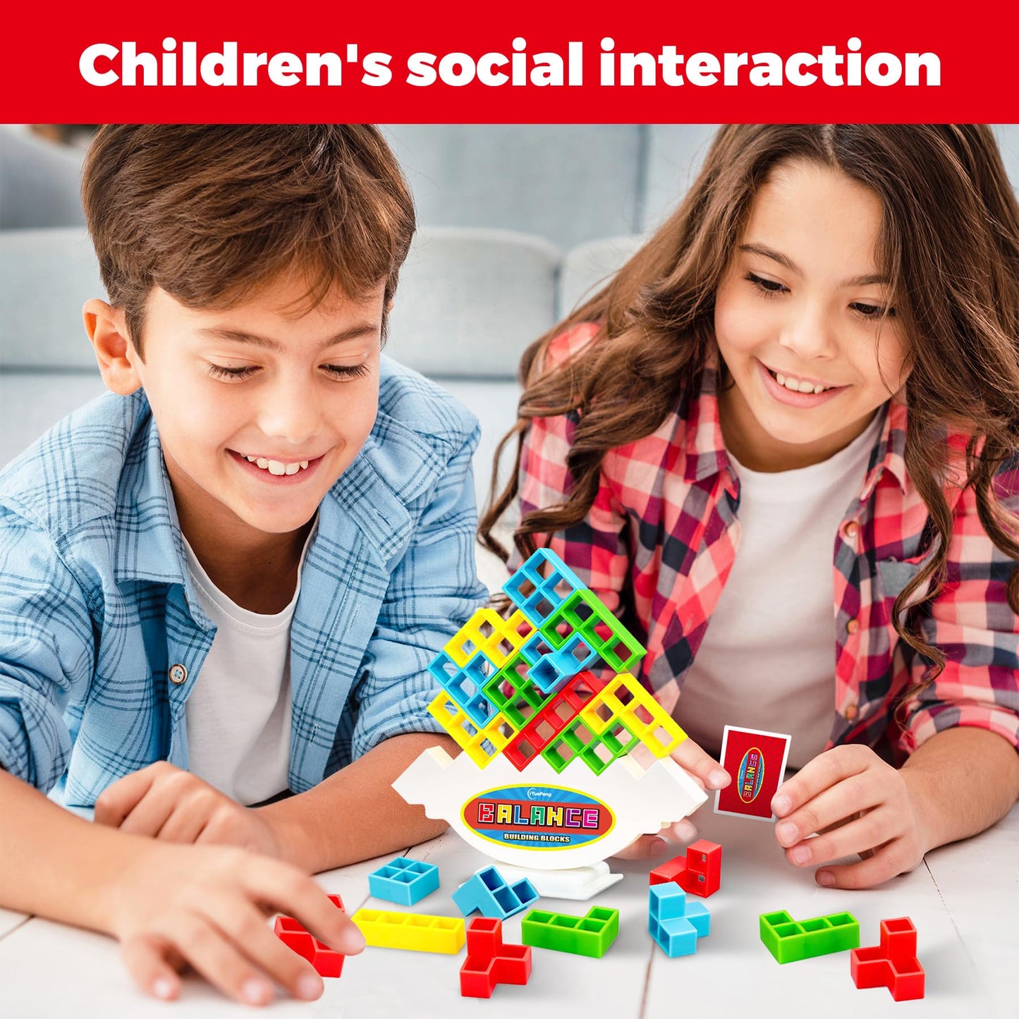 Iyuepeng 48 Pcs Board Games For Kids & Adults Tetra Tower Balance Stacking Toys Perfect For Family Games, Parties, Travel