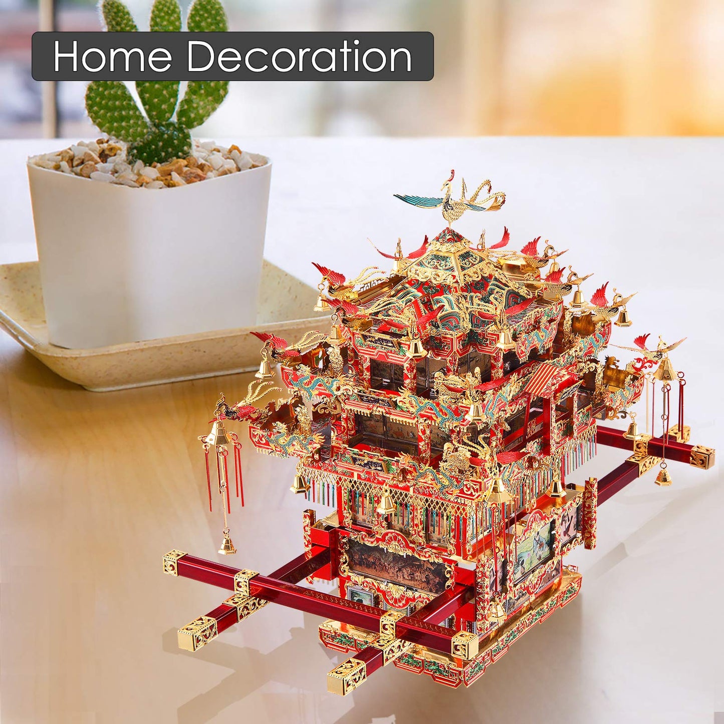 Piececool 3D Puzzles For Adults Metal Model Kits, Bridal Sedan Chair Diy 3D Metal Puzzle, Chinese Traditional Culture 3D Model B