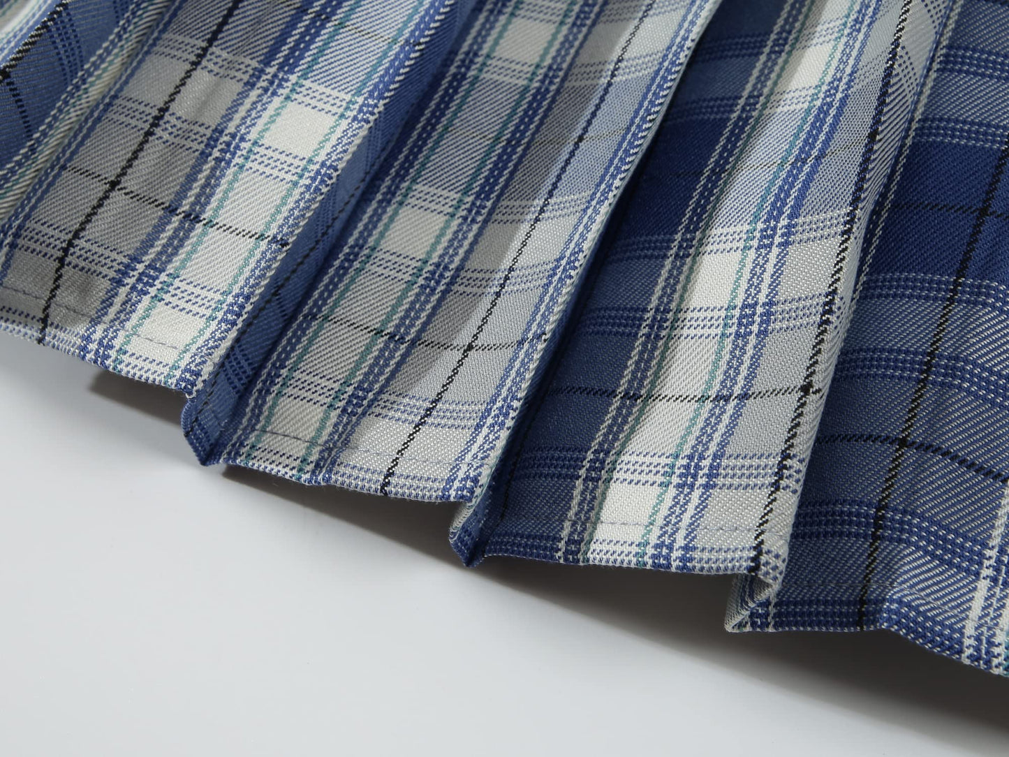 Womens Short Pleated Plaid Costumes Skirt(Blue White Mixed Light Blue,2Xl)