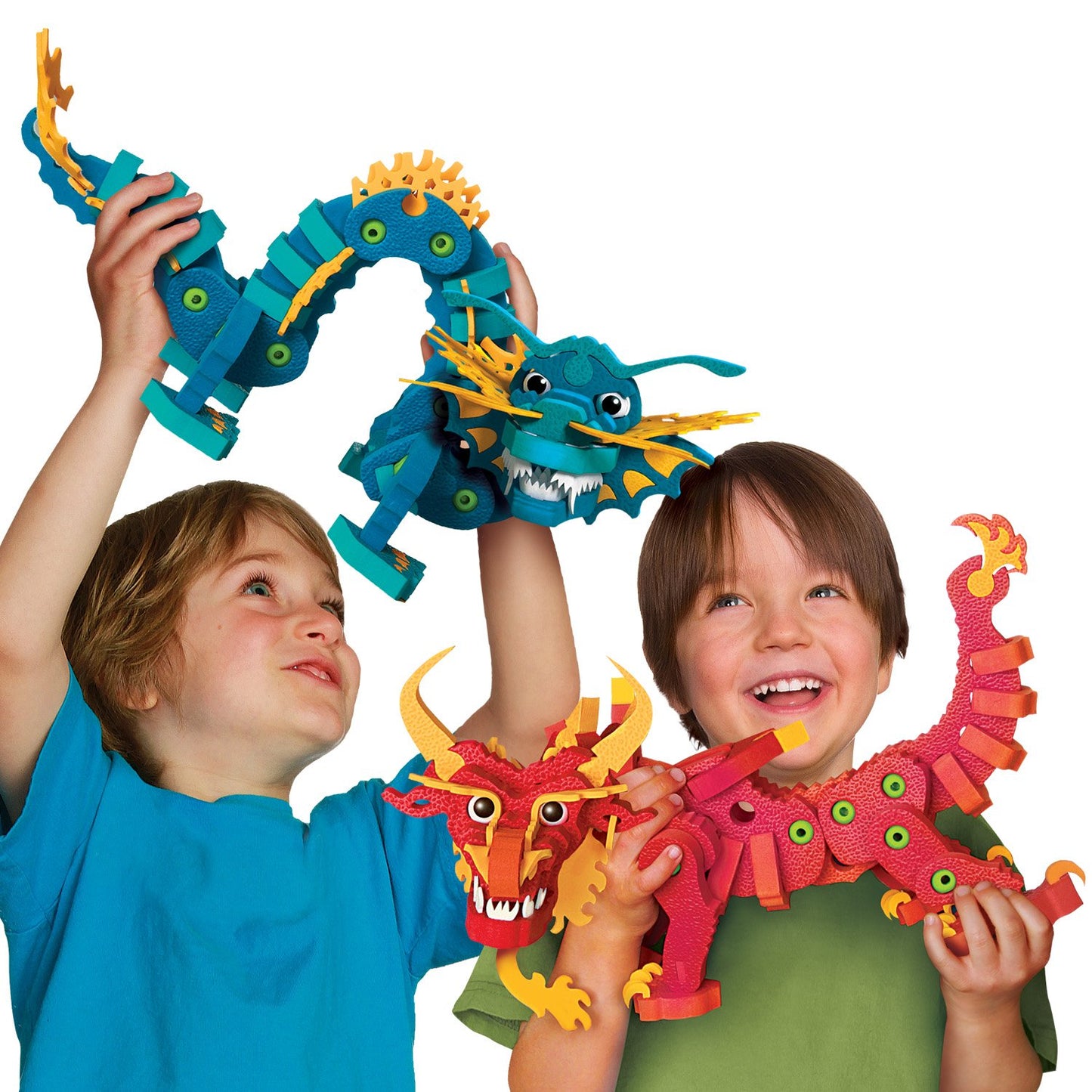 Bloco Toys Aqua & Pyro Dragons | Stem Toy | Legendary Mythical Creatures | Diy Building Construction Set (235 Pieces)