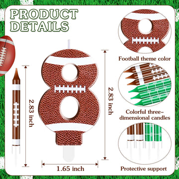 11 Pcs Football Birthday Candles Number 1-9 Candle Football Cake Topper Decor Football Themed Birthday Cake Decorations for Boys