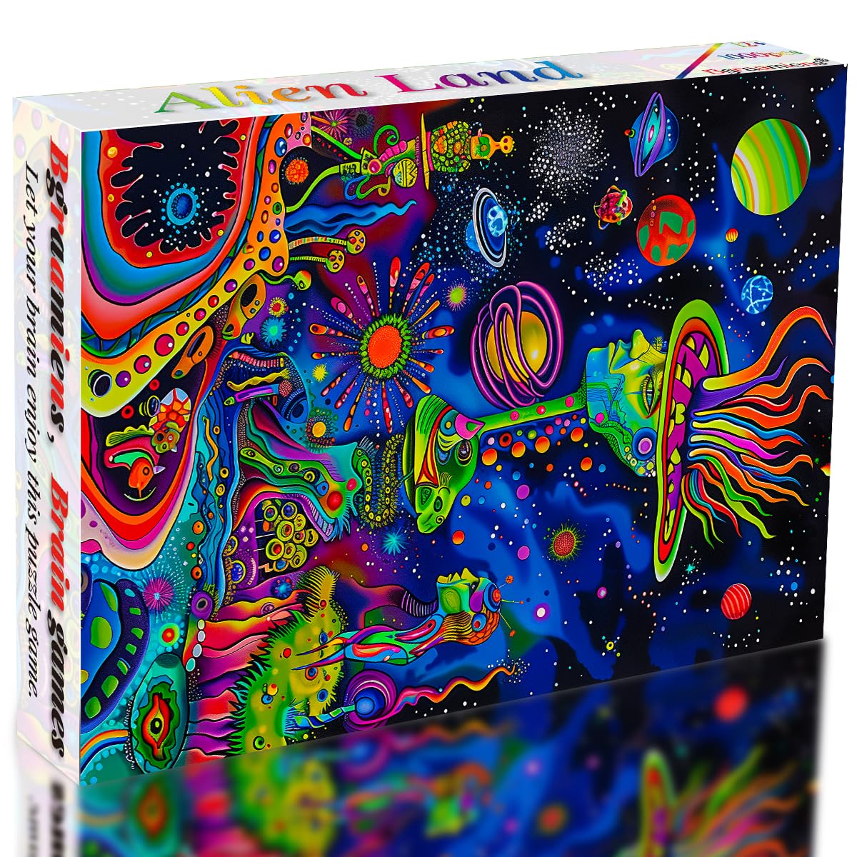 Bgraamiens Puzzle-Alien Land-1000 Pieces Rectangle Puzzle Fun Alien Theme Graffiti Colorful Jigsaw Puzzle For Adults And Kids(Alien Land)