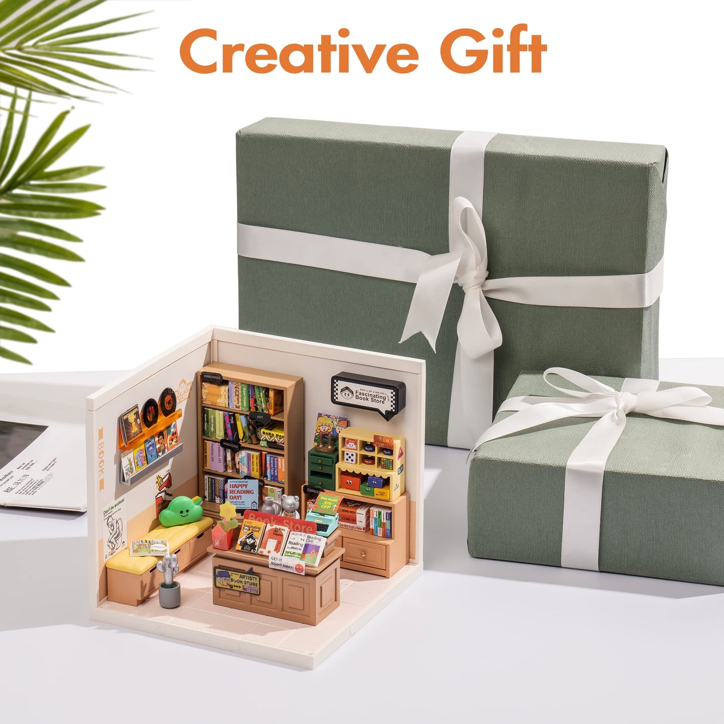 Robotime Diy Miniature House Kit - 1:24 Scale Realistic Store Kit With Led Light - Tiny Model Mini House Kit With Furniture Best Birthday Gift