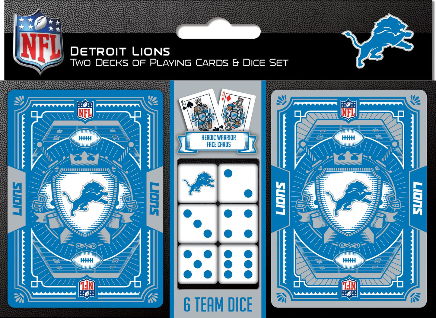 MasterPieces NFL Detroit Lions 2 Pack Cards and Dice Set