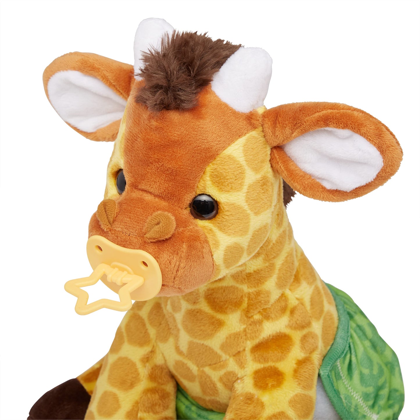 Melissa & Doug 11-Inch Baby Giraffe Plush Stuffed Animal - Multi-color Fabric with Pacifier, Diaper, Baby Bottle, Model 30452