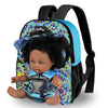 Nice2you Black Baby Doll 10in with Backpack Carrier, Vinyl PVC, for Girls Toddlers Aged 2+, Perfect for Kids 1-6 Years Old