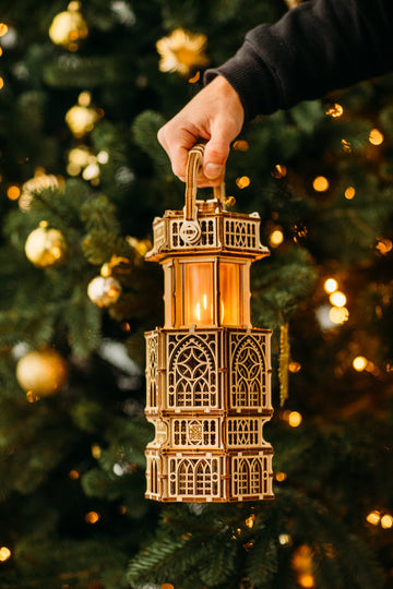 Wood Trick Antique Lantern Luminous Led 3D Wooden Puzzles For Adults And Kids To Build - 2-Mode Lighting - Engineering Diy Project Mechanical 3D Puzzle Model Kits For Adults