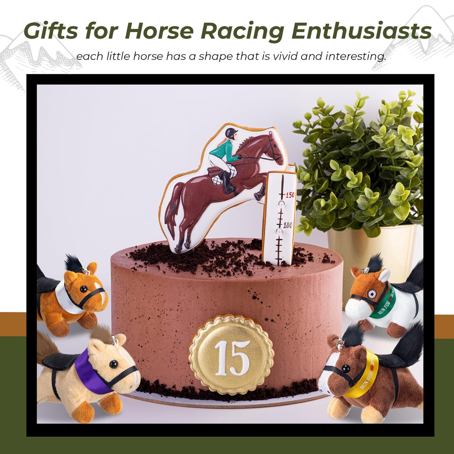 Wiwiqing 6 Piece Kentucky Horse Stuffed Keychain Derby Party Souvenir Run for the Roses Plush Gifts Derby Horse Plush Toy Women