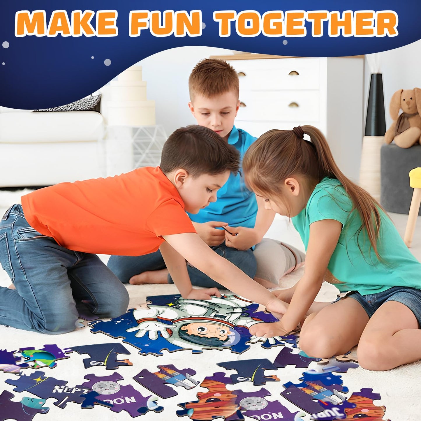 Floor Puzzles For Kids Ages 3-10 - Large 70 Piece Round Toddler Jigsaw Puzzles Toys - Preschool Learning Educational Gift (Solar