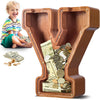 Summidate Large Wooden Piggy Bank for Kids mature-themeds Alphabets Letter A-Z Piggy Bank for Boys Girls Coins Bills Change Bank Box Personalized Initial Name Kids Money Bank for Birthday Present and Decor