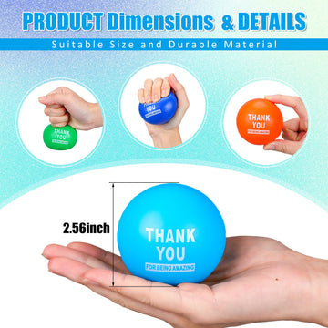 Lenwen 50 Pcs 2.5 Inch Inspirational Colorful Stress Squeeze Balls Pack Motivational Anxiety Relief Small Foam Balls for mature-themed Girls Boys Employee Gifts (Thank You for Being Amazing)