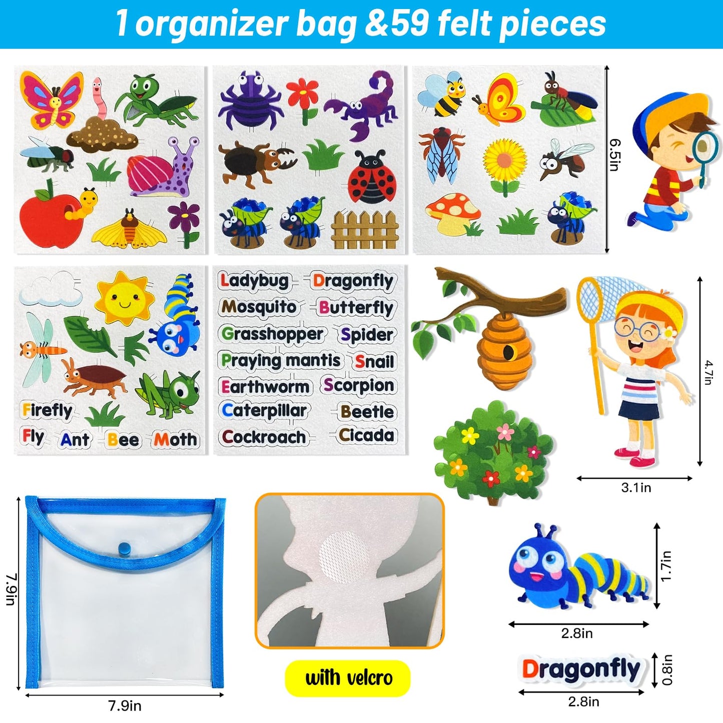 PENGFULL Felt Flannel Board Story Pieces for Toddlers Preschool,Kids Interactive Storytelling Teaching Play Kits for Flannel Boa