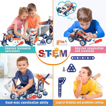 Kizbruo Building Toys For Boys Age 8-12, Boys Toys Age 6-8, Erector Set For Boys 6-8, 152Pcs Diy 12 In 1 Stem Toys For 7 8 9 Year Old Boy, Engineering Building Toys For 10 11 12 Year Old