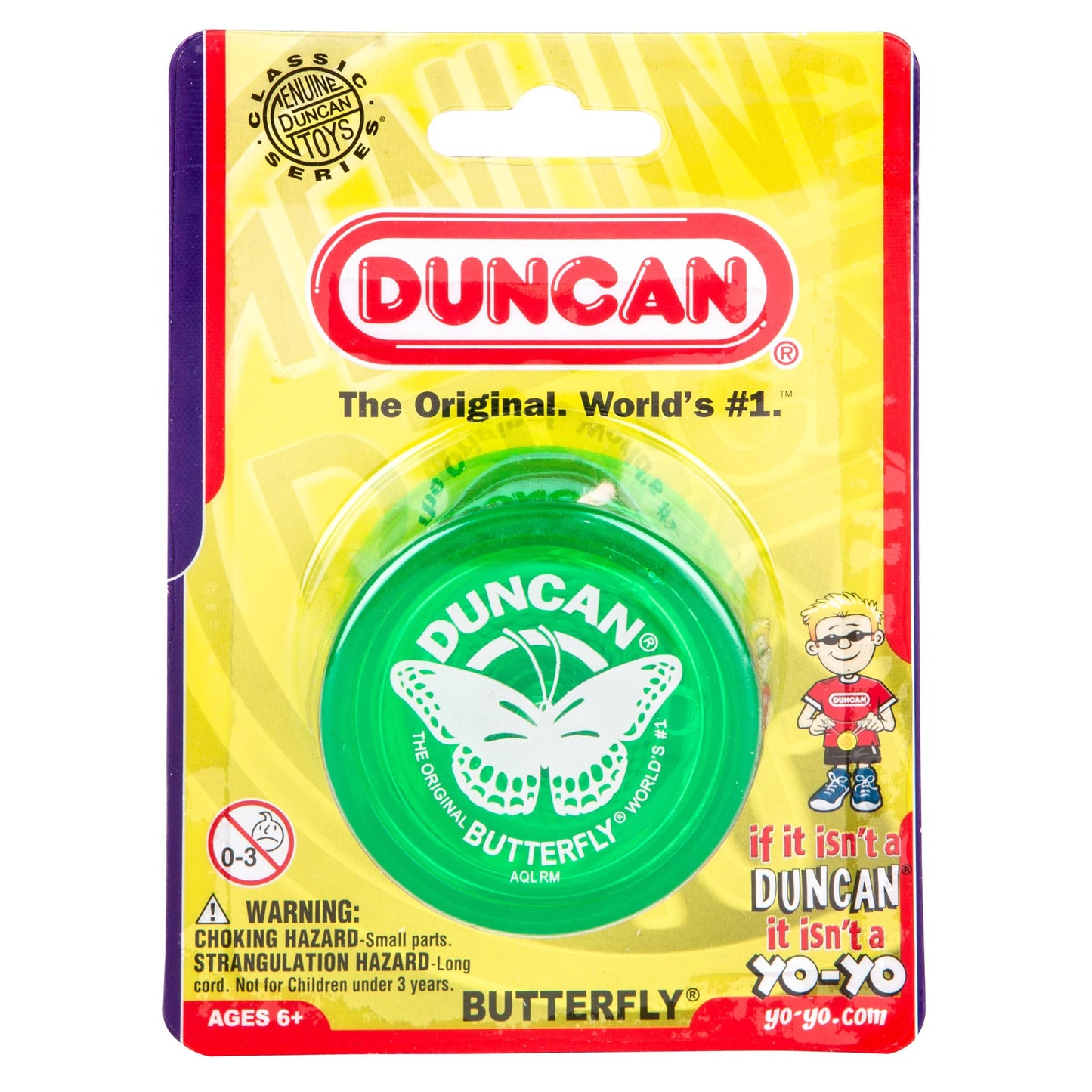 Duncan Toys Butterfly Yo-Yo, Beginner Yo-Yo With String, Steel Axle And Plastic Body, Green