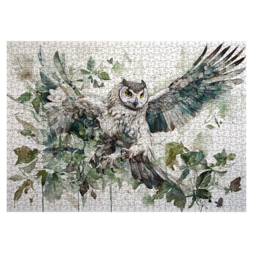 Owl Bird Puzzles For Adults, Animal Art Jigsaw Puzzles 1000 Pieces, Fantasy Forest Painting Puzzle