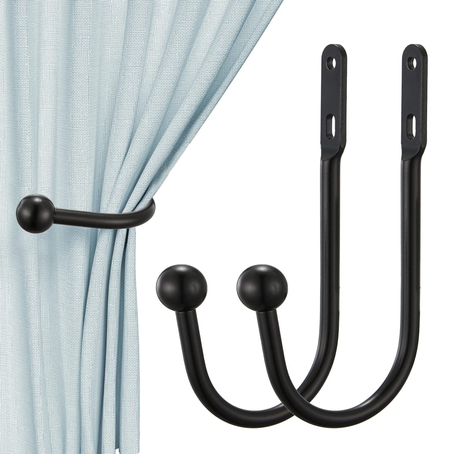 Vrss Curtain Tiebacks Drapery Holdbacks Simple Vintage Style (2Pcs Black)