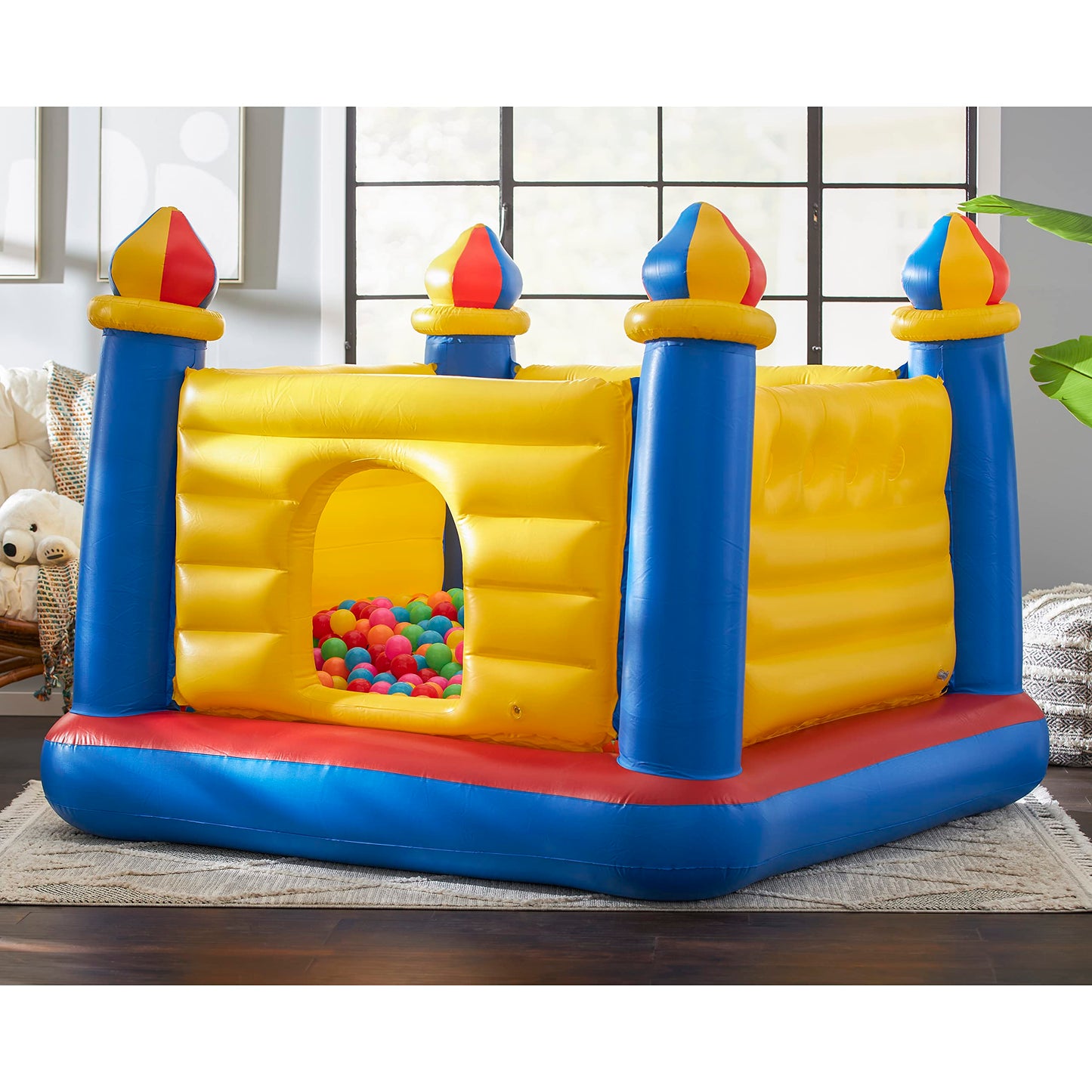 Intex Inflatable Colorful Jump-O-Lene Castle Bounce House, For 2 Kids Ages 3-6 - Large Blow-Up Indoor Outdoor Children'S Bouncer Jumper Playhouse