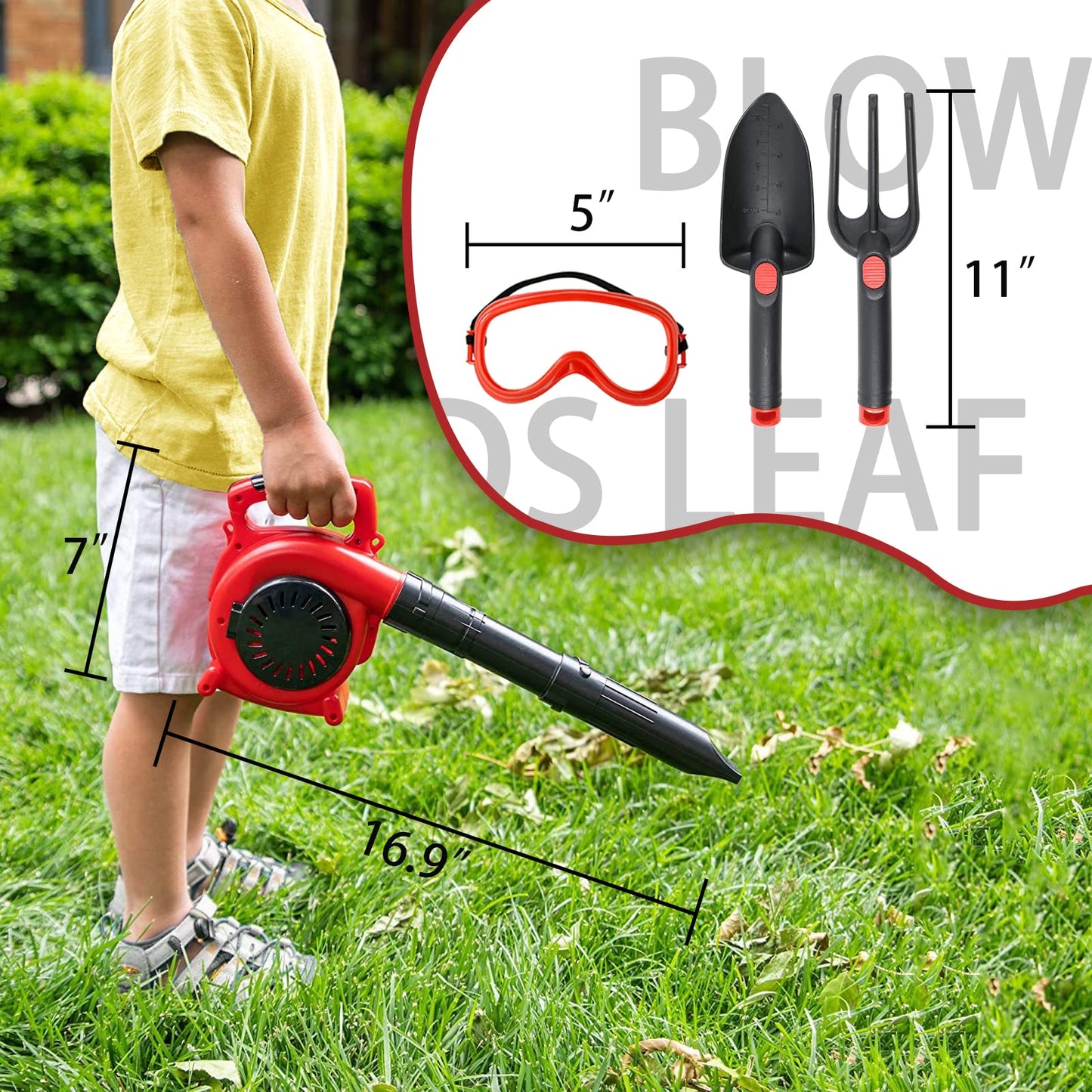Sistracia Kids Leaf Blower Toy Tool Pretend Play Series, Toy Leaf Blower For Kids That Really Works, Outdoor Preschool Gardening