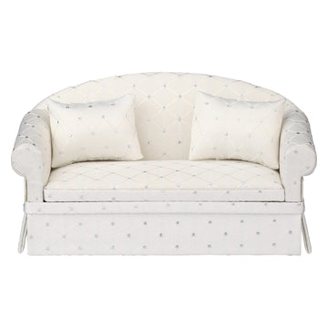 Dollhouse Sofa Couch, Upholstered Miniature Living Room Furniture Loveseat, Accessories For 6 Inch Dolls, 1/12 Scale