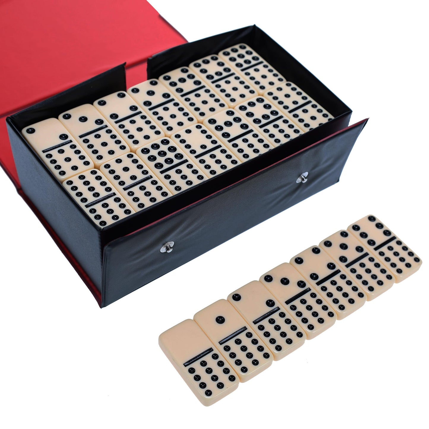 We Games Double Twelve Dominoes Set - 91 Dominoes In Retro Travel Case - Ideal For Family Games - Perfect For Game Night