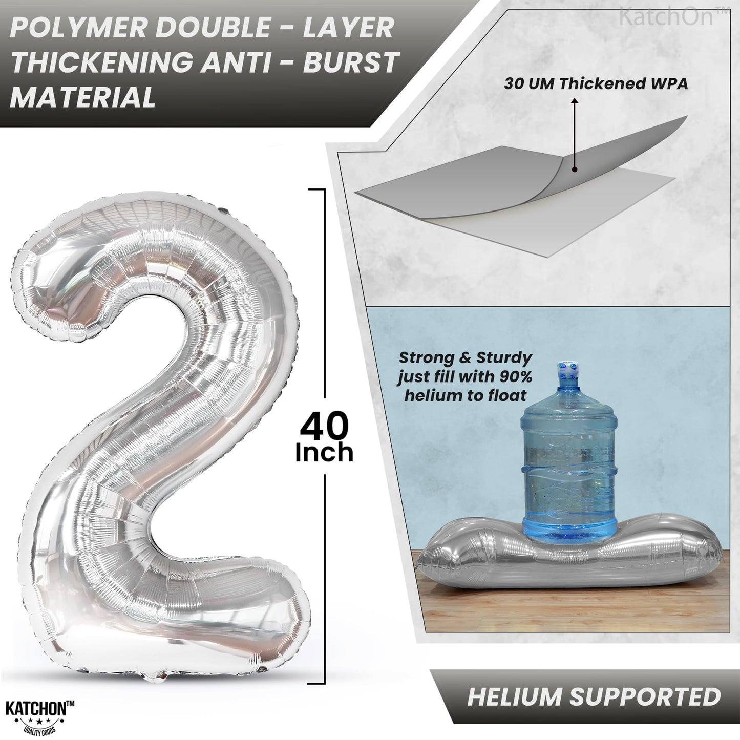 Katchon, 3Pc 40' & 18' Silver Star & Number 2025 Graduation Balloons - Helium Supported, Metallic Finish, Ideal For Graduation Decorations 2025, Children