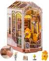 ROBOTIME DIY Book Nook Kit Holiday Caf , 3D Wooden Puzzle Miniature Coffee Shop with LED Light, Creative Bookshelf Decor Dioram