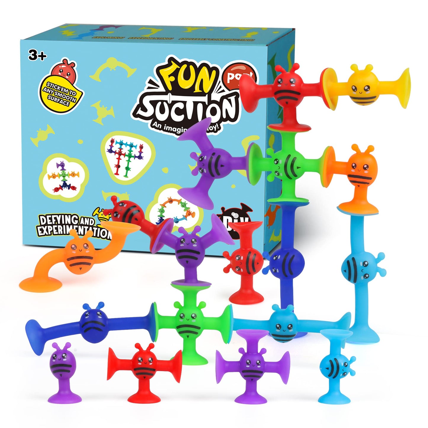 Suction Cup Toy For Baby Age 3, Suction Toys 40Pcs Kids Bath Toys Ages 4-8, Toddler Window Shower Bathtub Building Toys, Montessori Sensory Stress Release Gifts For 6-8 Years Old Boys Girls