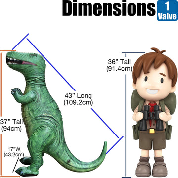 Jet Creations Inflatable T-Rex Dinosaur Toy, 37'' Tall/43 Long, Wild Green, Pool, Party, Garden Decor, Halloween Photo Prop Jura