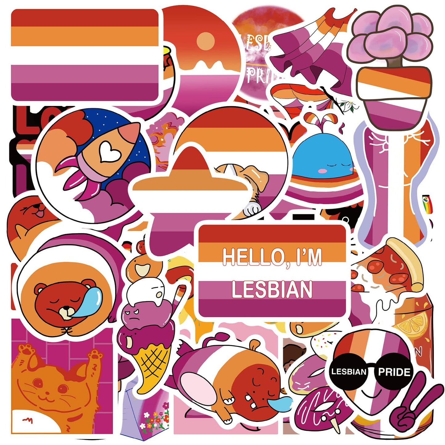 Meplum Lesbian Stuff, 150 Pcs Lesbian Pride Stickers, Lesbian Accessories Stuff For Water Bottle Laptop, Vinyl Waterproof Purple