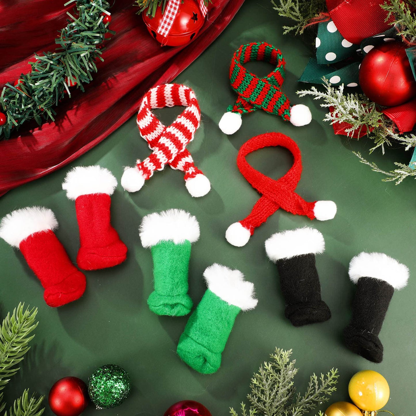 6 Pieces Christmas Doll Clothes Accessories Include Christmas Doll Scarf And Shoes Snow Boots For Doll Accessories