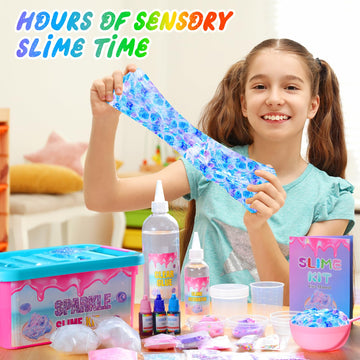 inksbui Confetti Slime Kit - Glimmer Crunchy Foam Slime with Jelly Cubes, Stress Relief Toys, Party Favors for Kids Ages 6-12, Multicolor