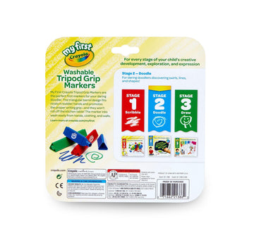 Crayola Triangle Toddler Markers, 8ct Easy Grip Washable Coloring Markers, Multicolored, Arts & Crafts Supplies for Young Kids