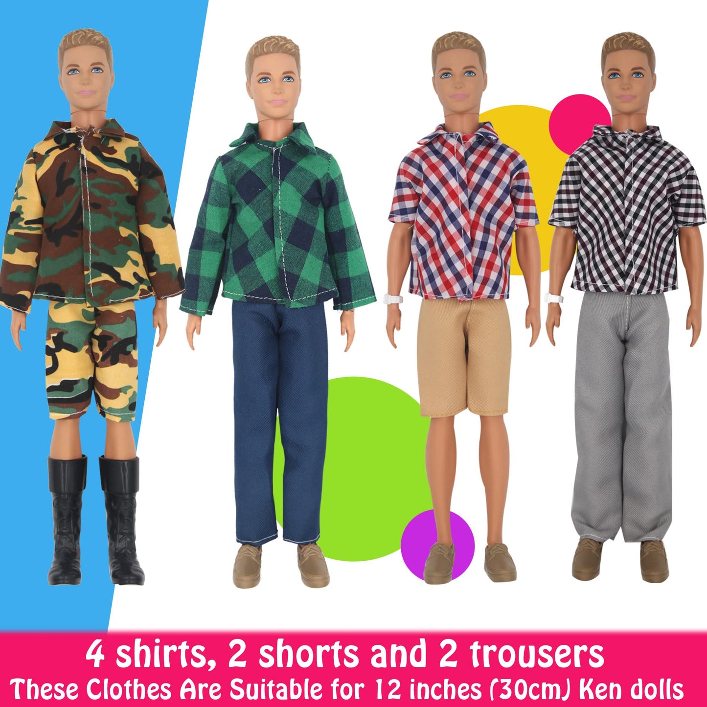 Ztweden 32Pcs Doll Clothes And Accessories For 12 Inch Boy Dolls Include 20 Different Wear Clothes Shirt Jeans Beach Shorts 4 Pairs Of Shoes, Glasses, Earphones For 12'' Boy Doll