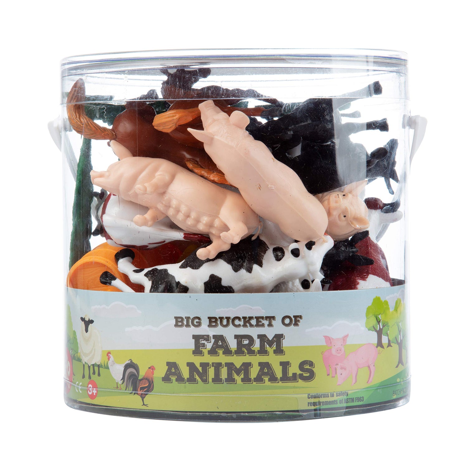 Farm Animal Toy Action Figure 50pc Set - Different Barnyard Animals & Accessories Including Horses, Chickens, Sheep & More - Gre