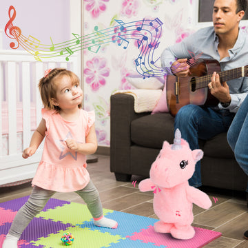 Easfan Talking Unicorn Repeats What You Say Walking Singing Stuffed Animal Electric Interactive Plush Toy Funny Animated Toy Mimicking Speaking Birthday For Kids Toddlers Pink,10''