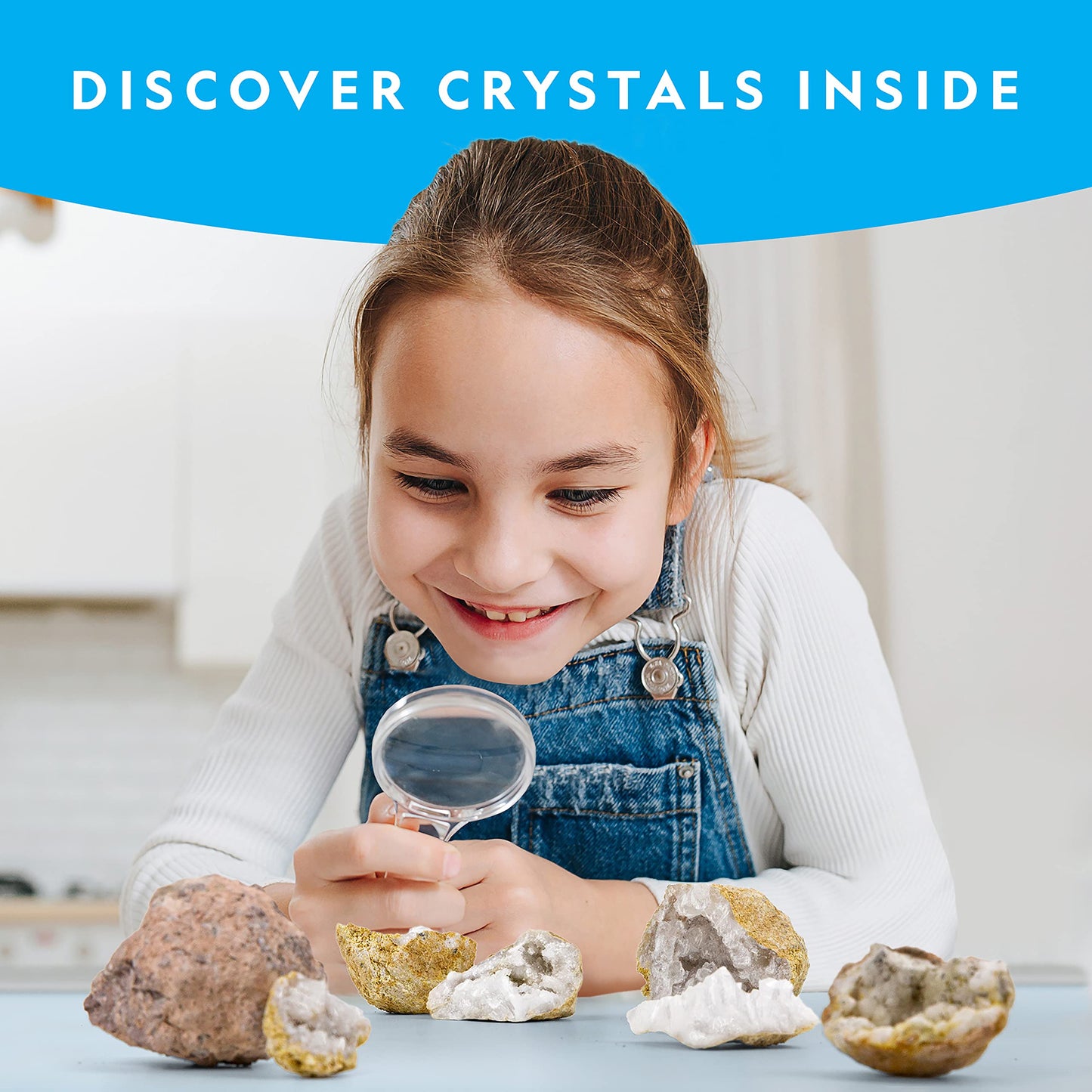 National Geographic Break Open 15 Premium Geodes - With Goggles, Detailed Learning Guide, 3 Display Stands, Great Stem Science T