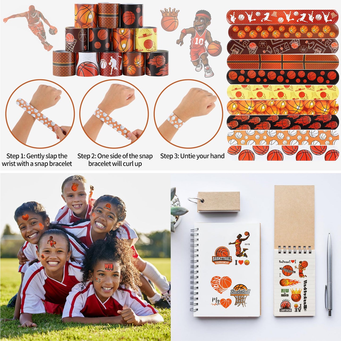 Kolewo4ever 295 Pieces Basketball Party Favors Supplies Set Bulk Sports Goodie Bag Fillers for Sports Party Gifts Bags (Basketba