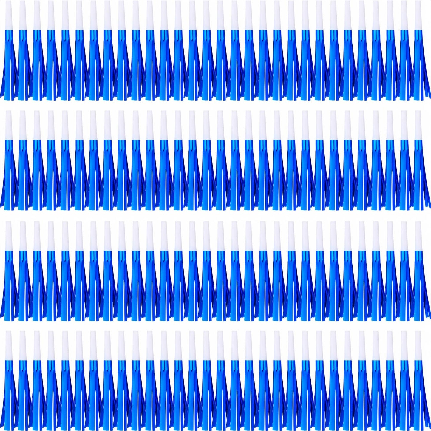 LCPQMZGH 120 Pcs Gold Noise Makers, Metallic Fringed Noise Makers for New Year Party Favor Supplies (Blue)