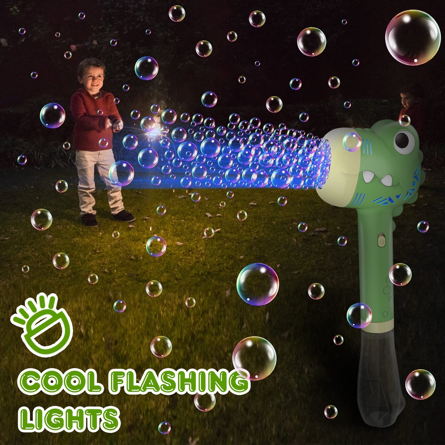 Zerhunt Bubble Machine for Kids - Outdoor Toy, Battery Operated, Acrylic, Dinosaur Color, Perfect for Parties and Gifts