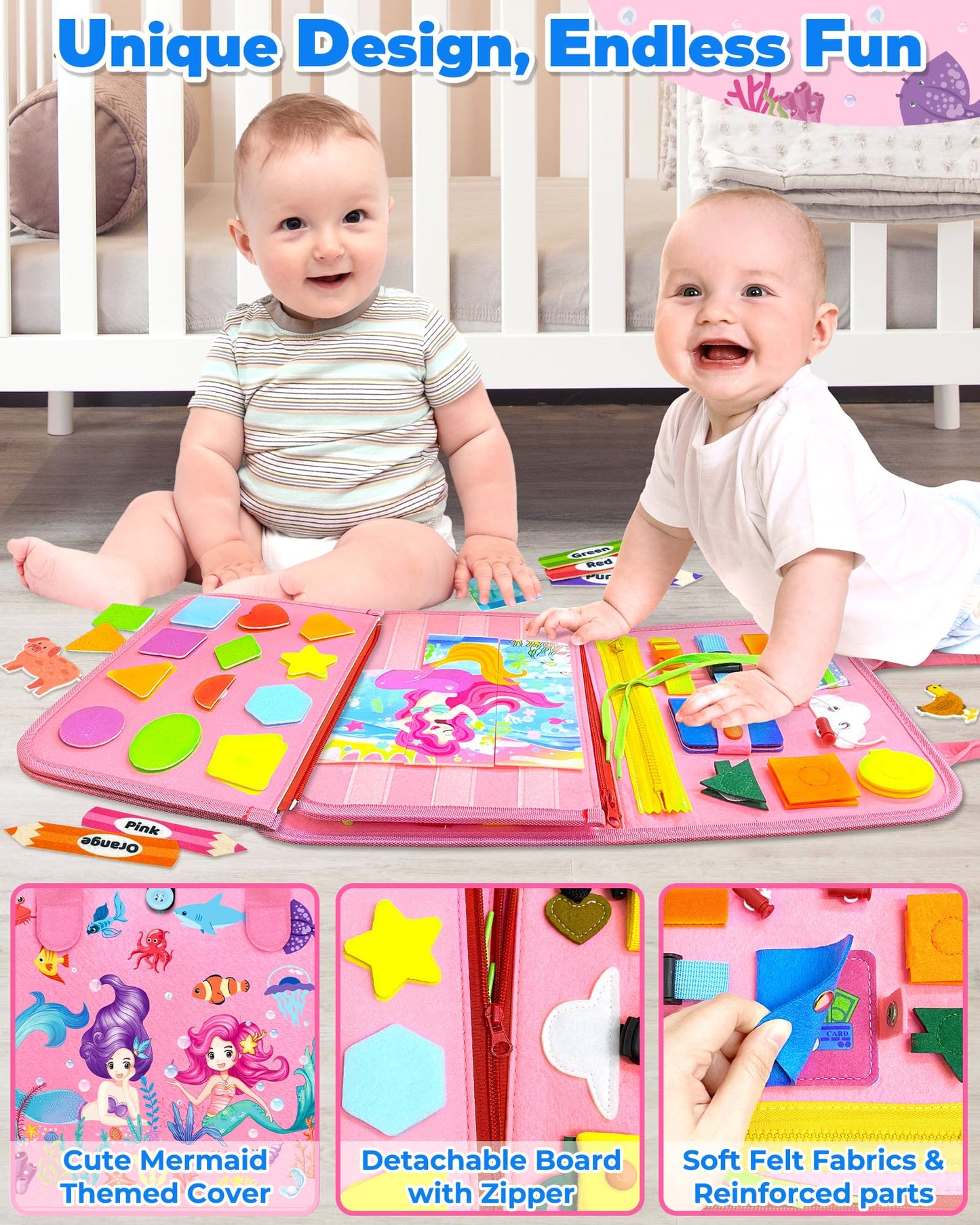 Gojmzo Busy Board Montessori Toys For 1 2 3 4 Year Old Girl Birthday Gifts, Busy Book Sensory Easter Toys For Toddlers 1-3 2-4, Learning Educational Toddler Travel Activities