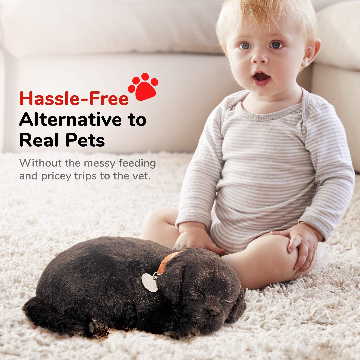 Perfect Petzzz - Original Petzzz Black Lab, Realistic, Lifelike Stuffed Interactive Pet Toy, Companion Pet Dog With 100% Handcrafted Synthetic Fur
