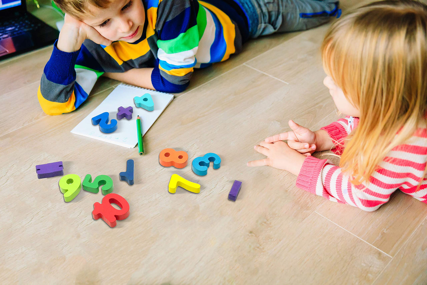 Skoolzy Rainbow Wooden Numbers Puzzle 13 Piece Set - Kids Can Learn Addition Subtraction Educational Counting Math Montessori Toys For Toddlers Preschool Wood Toy Learning Blocks For Kids Ages 3+