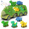 Car Toy for 2 3 4 5 Years Old Boys, Dinosaur Transport Carrier Truck with 4 Pack Small Pull Back Dino Car, Friction Power Vehicl