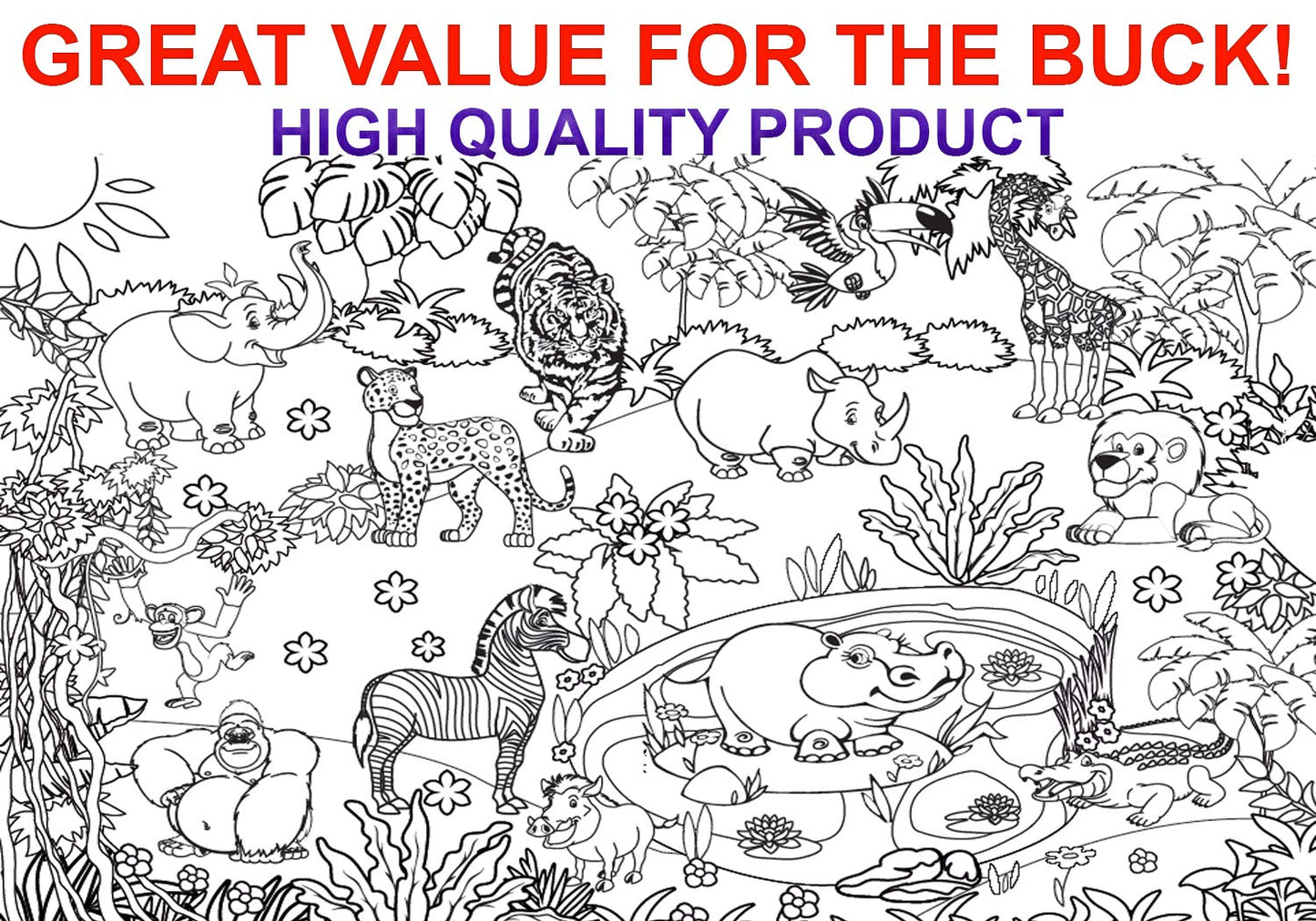 ALEX Art, Giant Coloring Poster - Animals Jumbo Table Wall Coloring Sheets - Super Huge Large Coloring Posters for Kids - Art Ho
