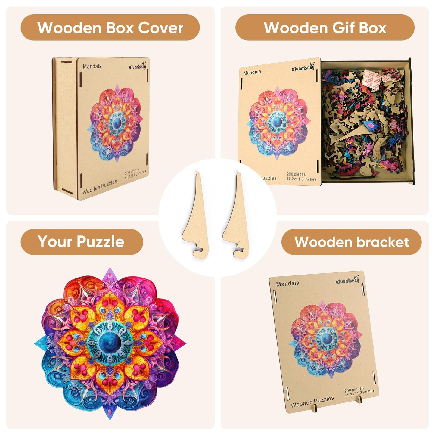 Wooden Puzzles For Adults, Mandala Evil Eye Jigsaw Puzzles, Medium,Unique Shape Adult Puzzles,Irregular Wood Puzzles Creative Gi