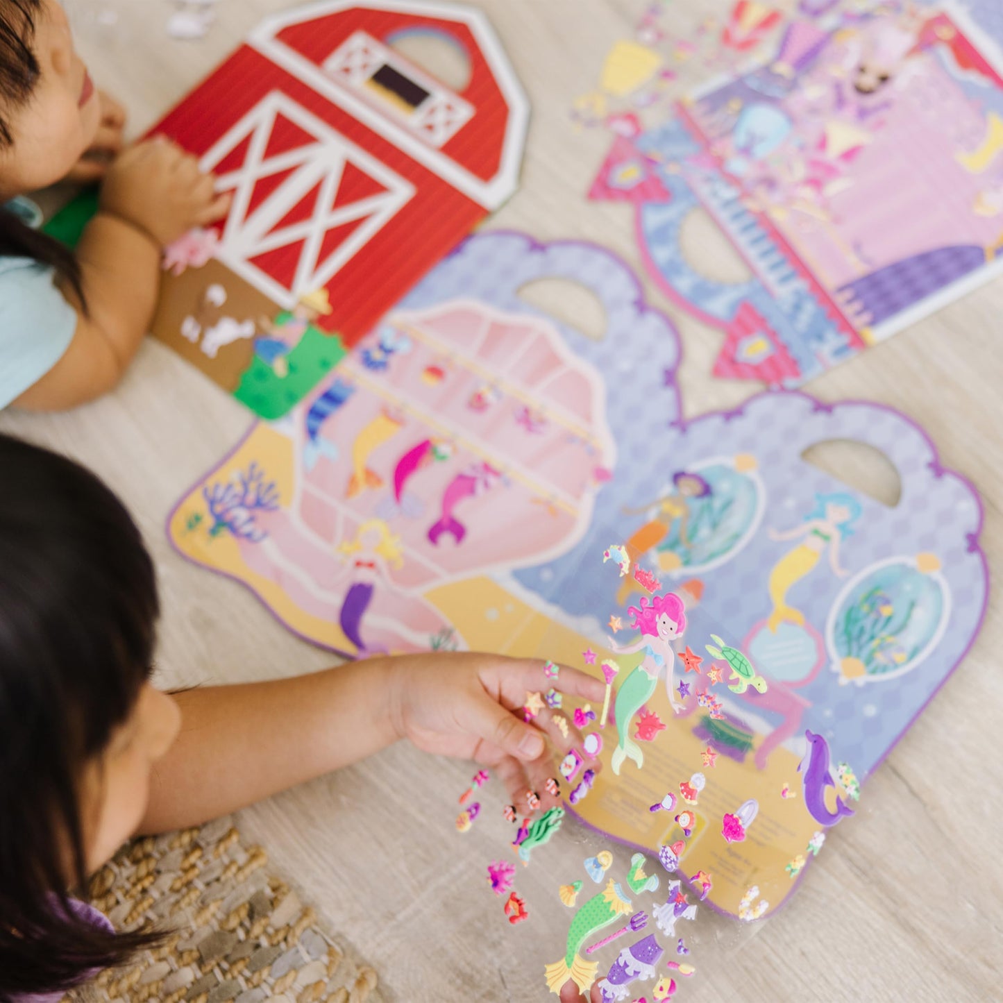 Melissa & Doug Reusable Puffy Sticker Play Set 3 Pack: On The Farm, Princess and Mermaid