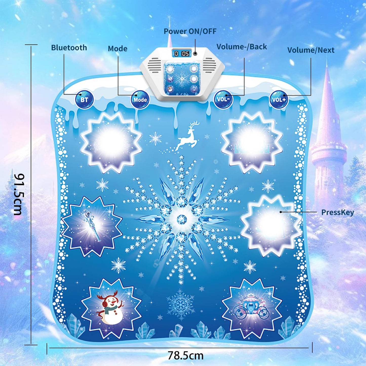 Frozen Toys Dance Mat For Girls - Electronic Dance Mat With Wireless Bluetooth For Children,Light Up Led Kids Musical Mat, Dance