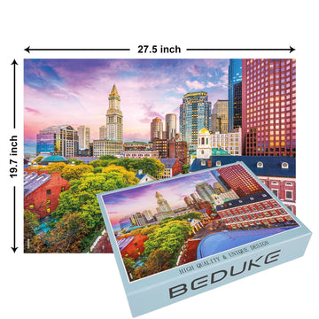 Beduke Jigsaw Puzzles For Adults 1000 Pieces Boston Thick Sturdy Precise Interlocking Age 14+ 1000 Piece Puzzle Family Game